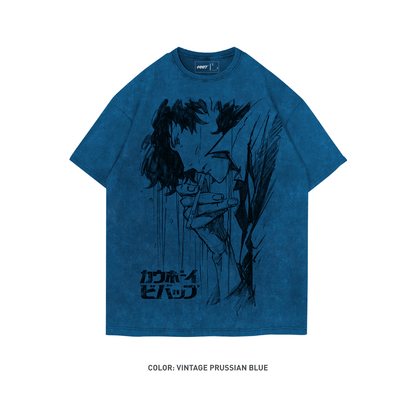 Cowboy Bebop Spike Spiegel 100% Cotton Short Sleeve Vintage T-shirt