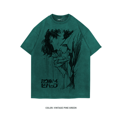 Cowboy Bebop Spike Spiegel 100% Cotton Short Sleeve Vintage T-shirt