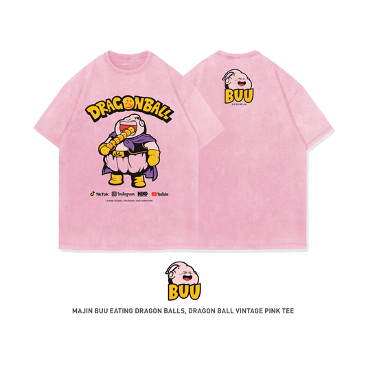 Dragon Ball Majin Buu 100% Cotton Oversize Short Sleeve Vintage T-shirt