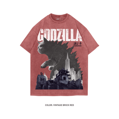 "Meowzilla" A New Breed of Godzilla 100% Cotton Short Sleeve Vintage T-shirt