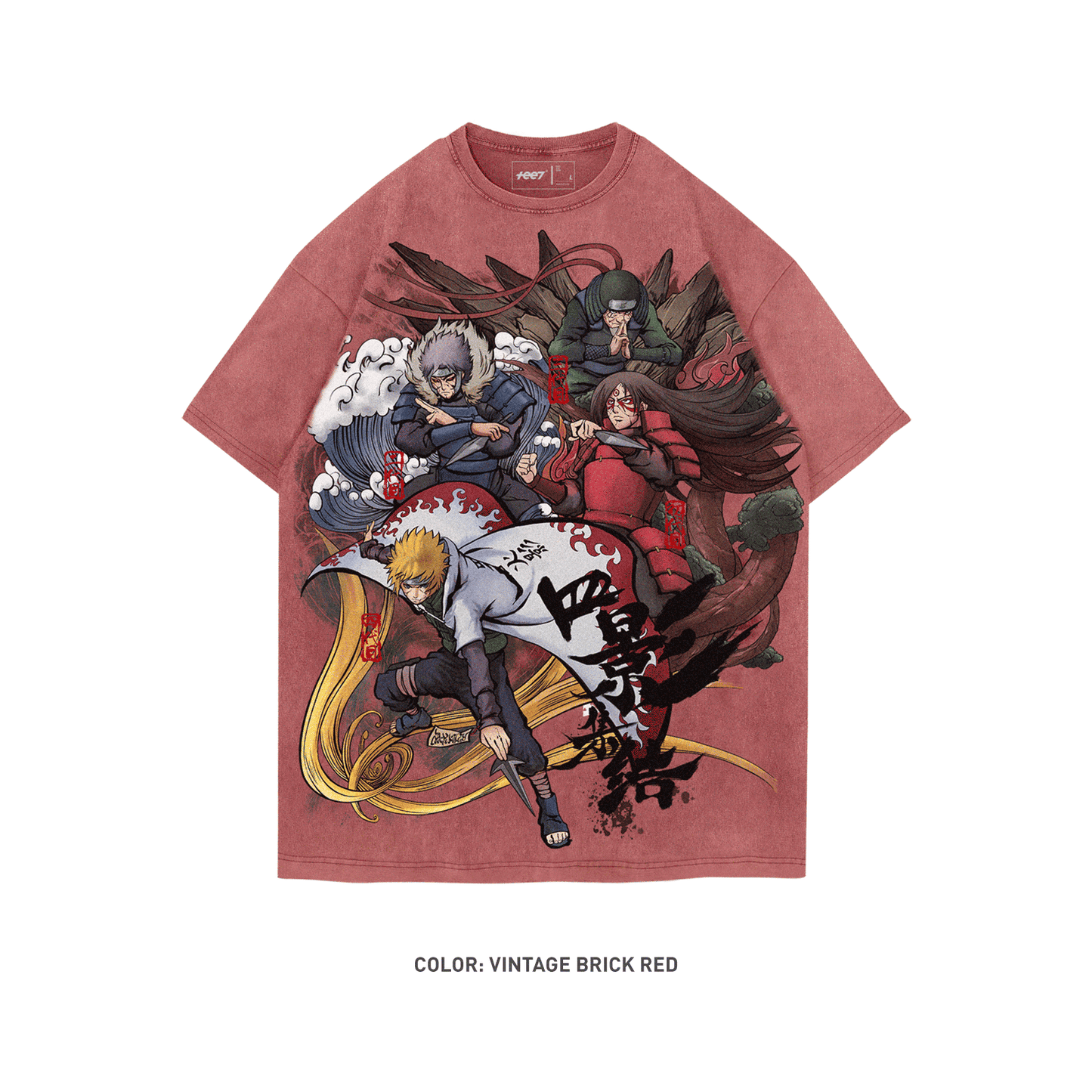 Naruto Hokage Assembly Shinobi Trio 100% Cotton Short Sleeve Vintage T-shirt