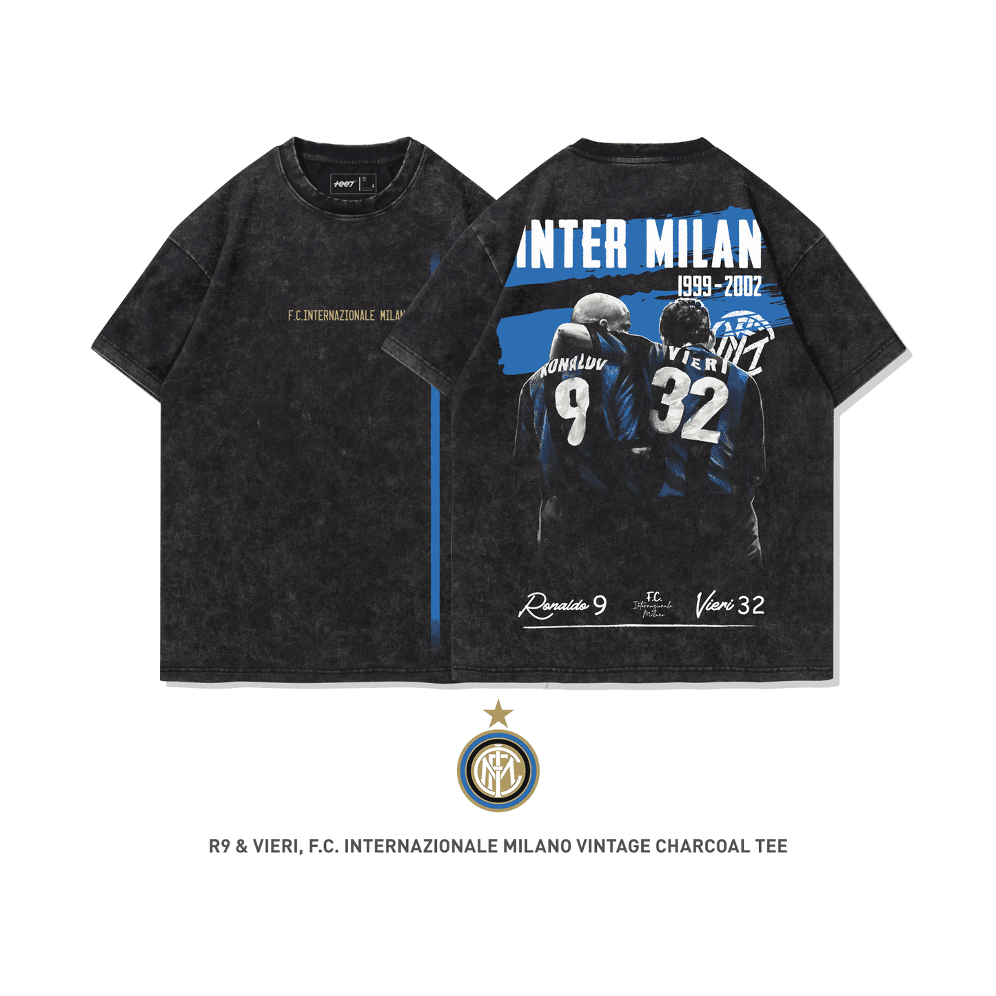 F.C. Internazionale Milano R9 & Vieri 100% Cotton Short Sleeve Vintage T-shirt