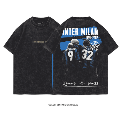 F.C. Internazionale Milano R9 & Vieri 100% Cotton Short Sleeve Vintage T-shirt