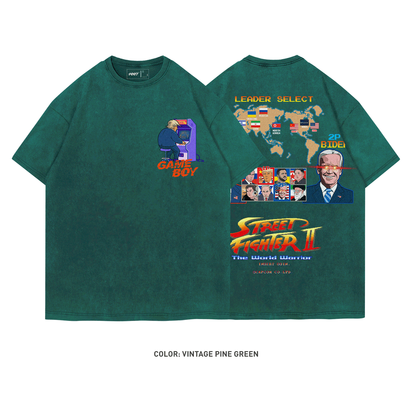 Street Fighter Ⅱ Trump vs Biden 100% Cotton Short Sleeve Vintage T-shirt