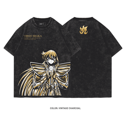 Saint Seiya Virgo Shaka The Wheel of Heavenly Law 100% Cotton Short Sleeve Vintage T-shirt