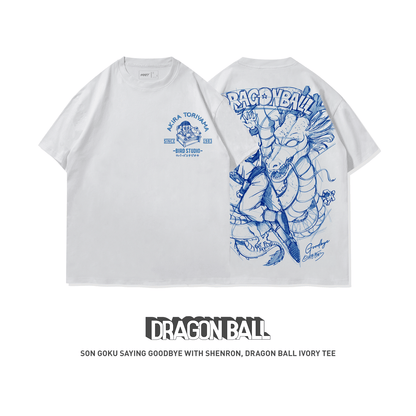 Dragon Ball Son Goku Shenron 100% Cotton Short Sleeve Vintage T-shirt